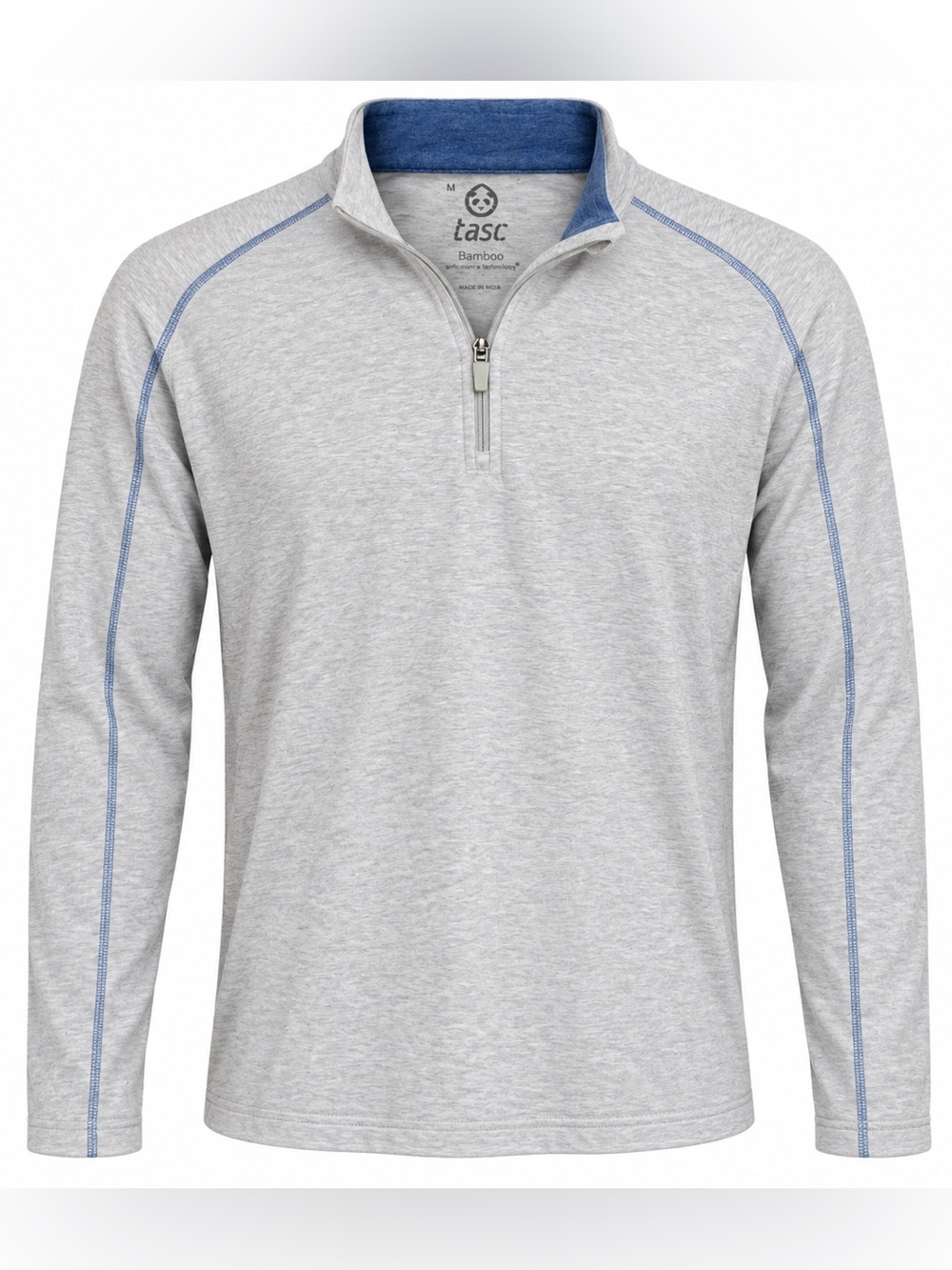 Tasc Performance Bamboo 1/4 Zip Pullover Men’s M Gray Blue Running AthleticShirt